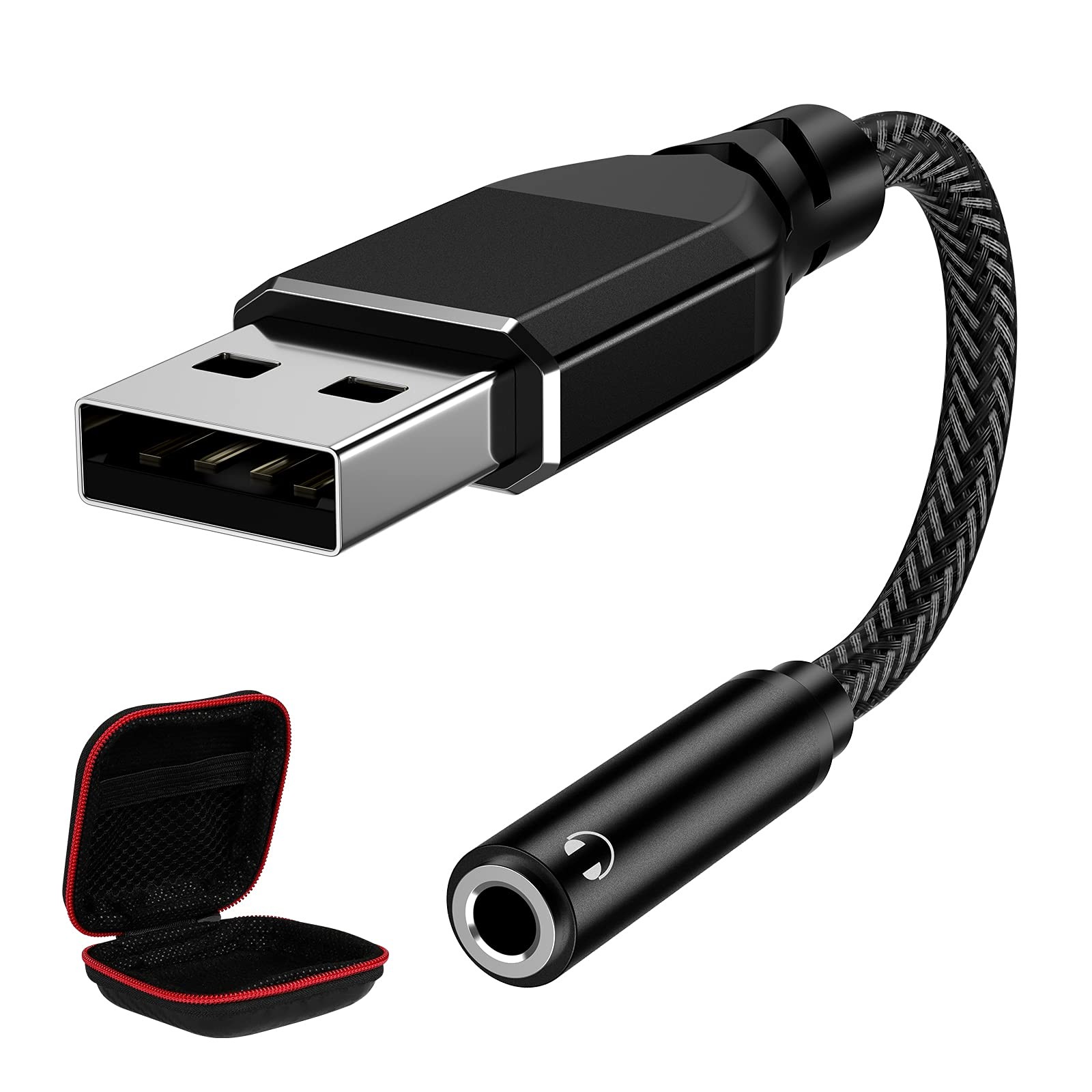 USB to 3.5mm Audio Adapter, External Stereo Sound Card for PC Laptop