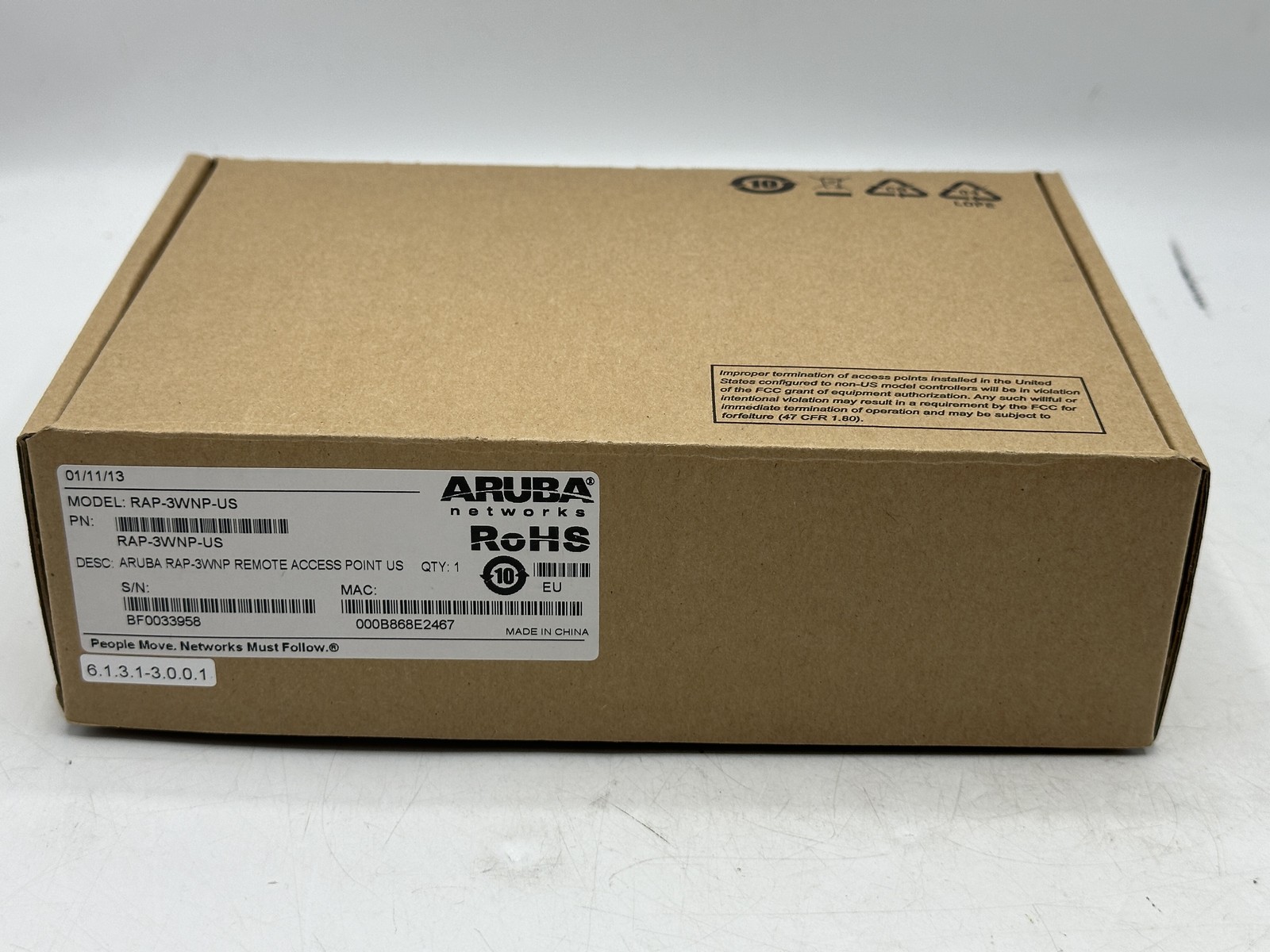Aruba RAP-3 Remote Access Point PoE Ports RAP-3WNP JW297A 