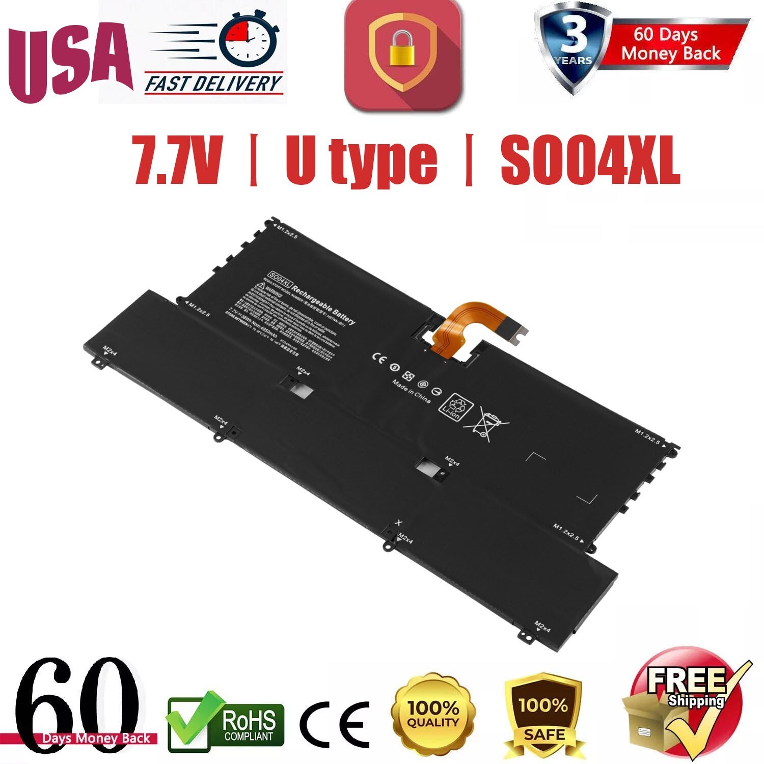 U Type SO04XL Battery For HP Spectre 13-v000 844199-855 HSTNN-IB7J 13-V015TU