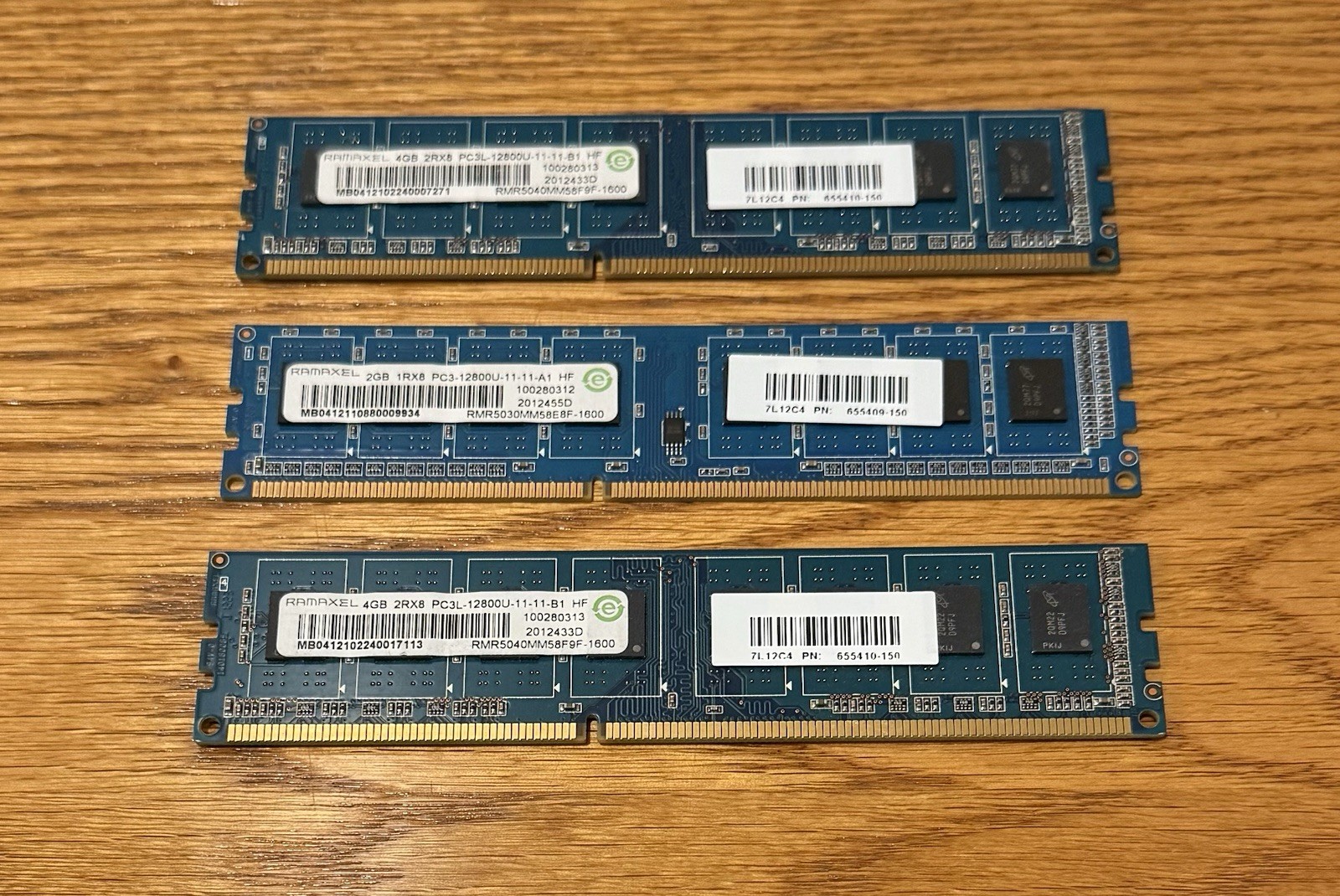 Ramaxel 4GB DDR3 PC3L -12800u Desktop Ram X2 and 2GB DDR3 PC3-12800u X1 Ram Lot