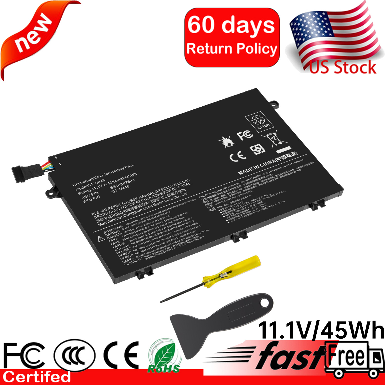 L17L3P51 Battery For Lenovo ThinkPad E480 E490 E485 E495 E580 E585 E590 E595