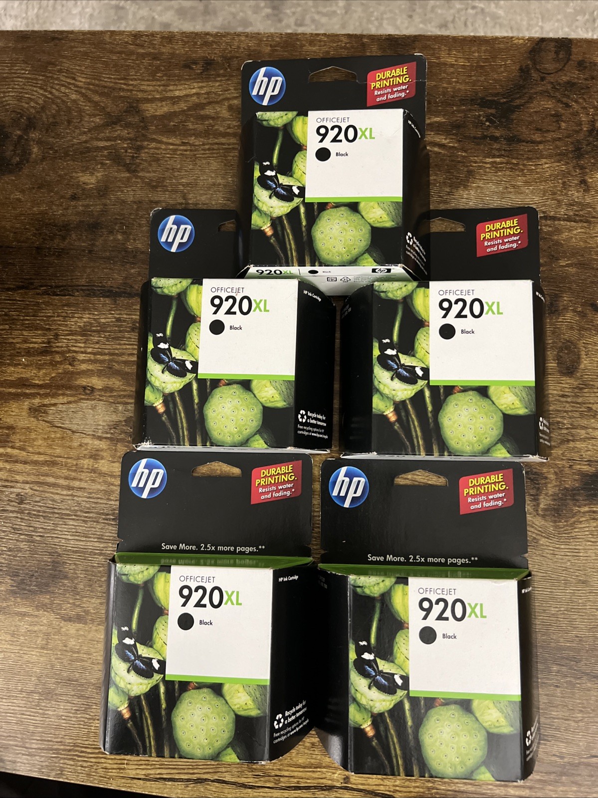 HP 920XL Black Printer Ink Cartridge CD975AN Lot Of 5