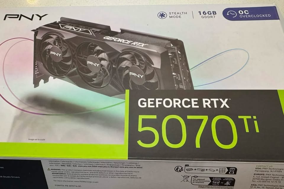 NVIDIA RTX 5070 Ti GeForce PNY OC Triple Fan Graphics Card 16GB GDDR7