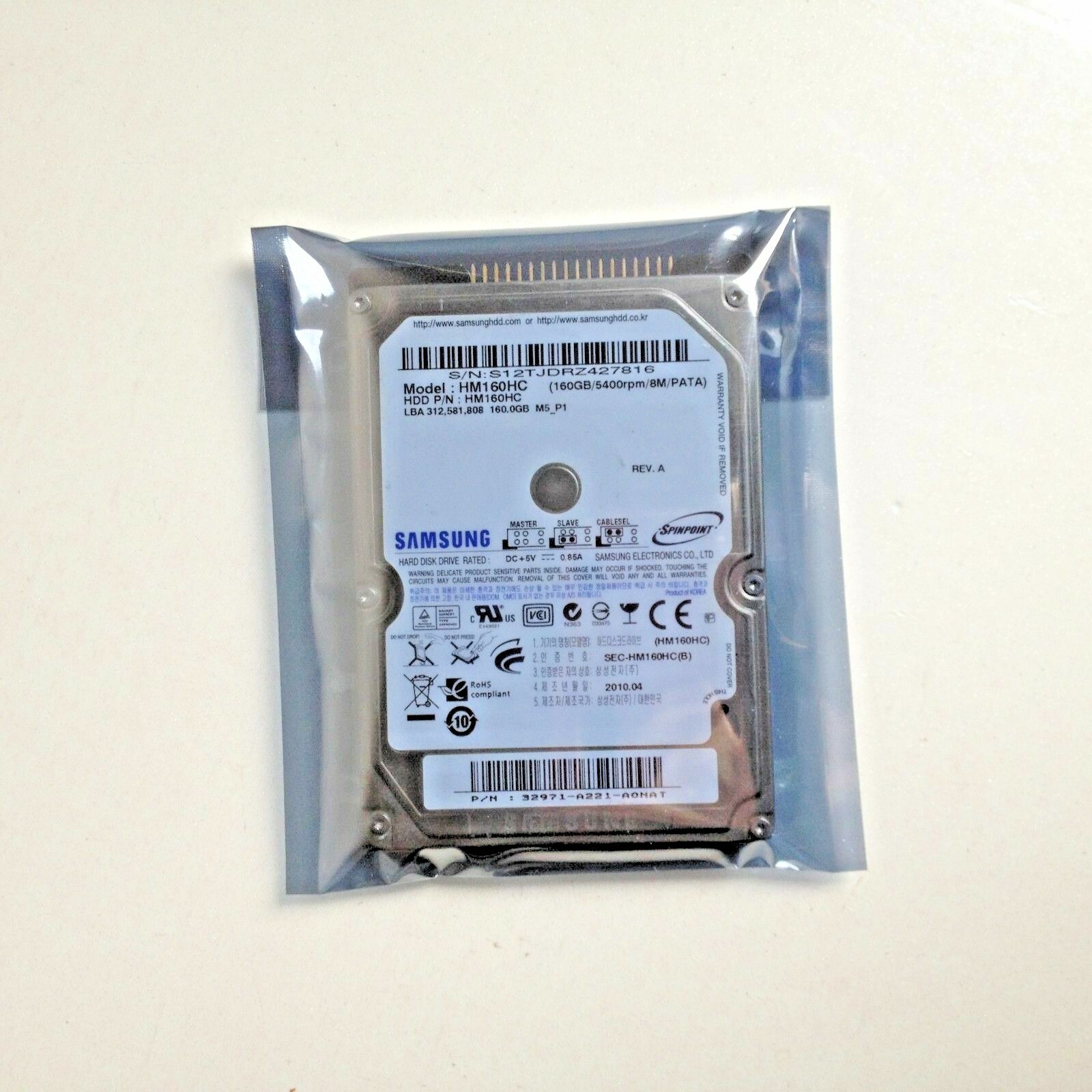 SAMSUNG 160 GB 5400 RPM IDE 2.5" (HM160HC) Internal Hard Drive HDD