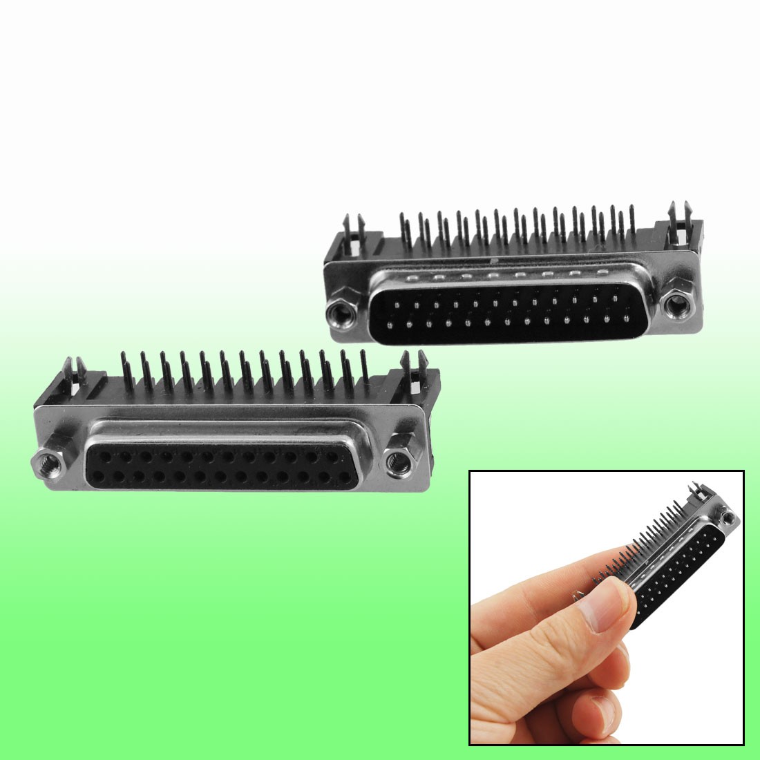 2 Pcs Right Angle D-sub DB 25 Male + Female Connector Adapter
