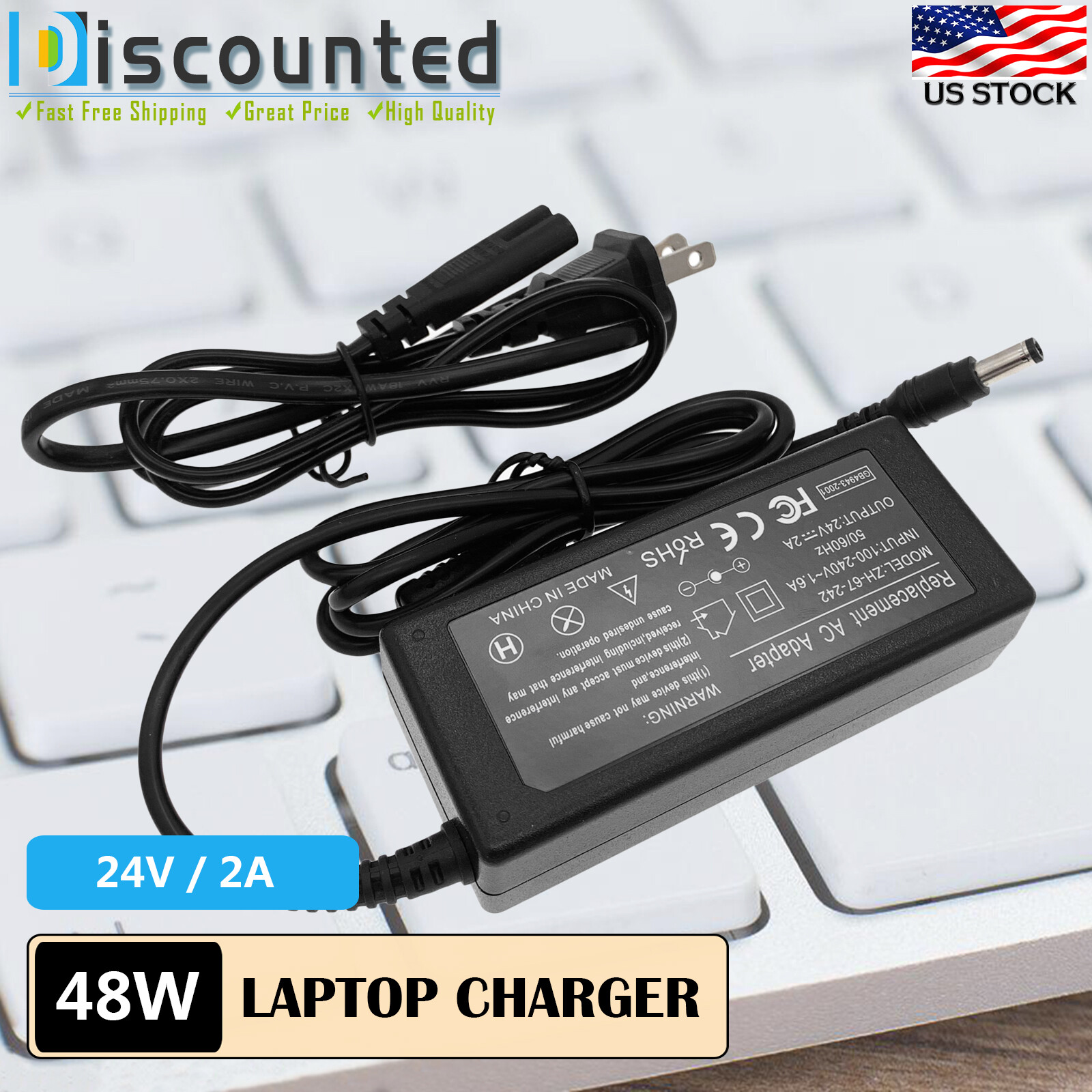 Replacement 24V 2A AC-DC Adaptor for Dewalt DWST1-81079-GB Jobsite Radio
