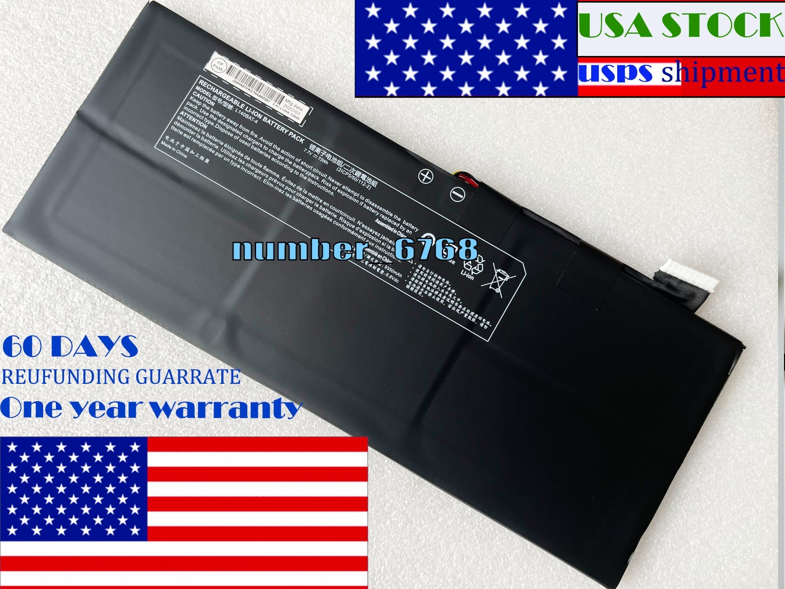 USA stock New Genuine L140BAT-4 battery for Clevo Lemp9 System76 Pro 2021 73Wh