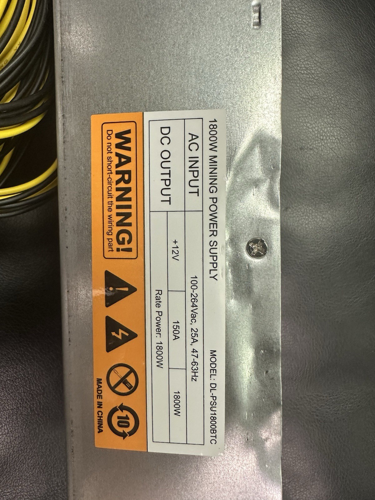Body Damaged; Works Fine - 1800W Mining Power Supply 110V-240V PSU 10x 6-pin