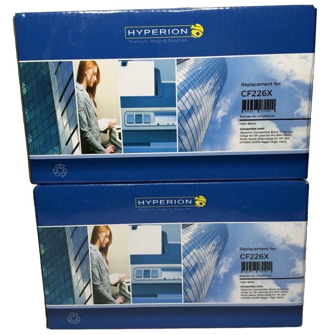Lot Of 2 Hyperion Black Toner Cartridge CF226X 9000 Pages-High Yield, Brand New.