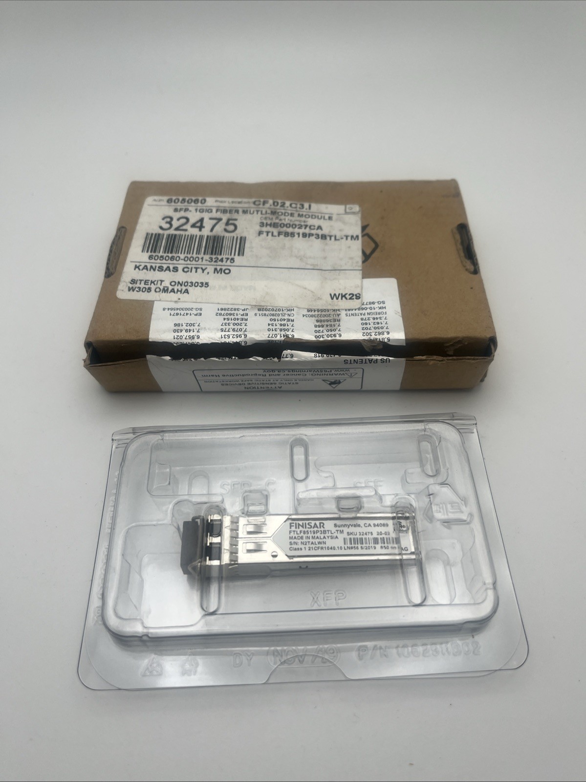 FINISAR FTLF8519P3BTL-HW Fiber Optic Transceiver, Multimode SFP