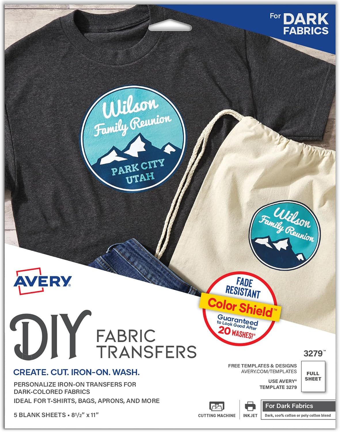 Printable Heat Transfer Paper for Dark Fabrics, 8.5" X 11", Inkjet Printer Compa