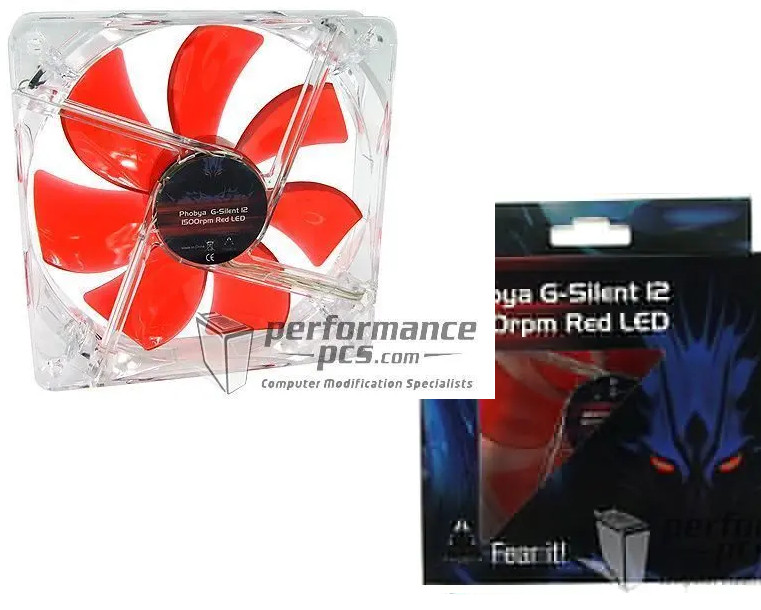 Phobya G-Silent 12 1500rpm Red LED Fan 120x120x25mm 78216 4049469077617