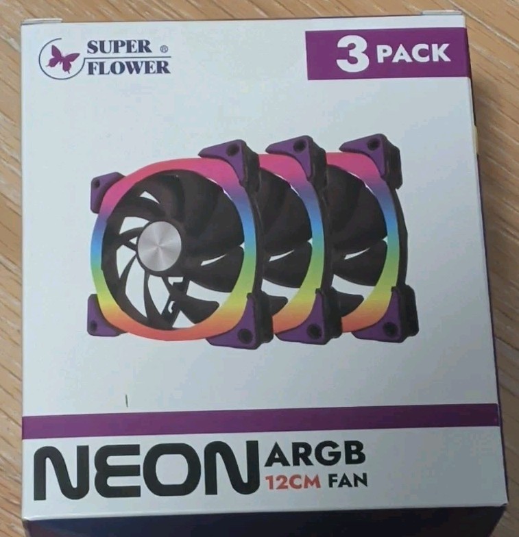 Brand New Super Flower NEON ARGB 120mm Purple Fans 3-Packs