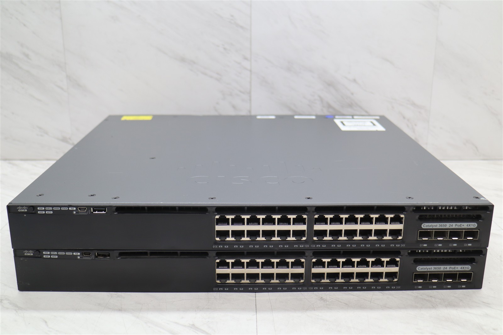 2 LOT - Cisco WS-C3650-24PS/K9 24-Port Gigabit PoE+ Network Switch 640W PSU