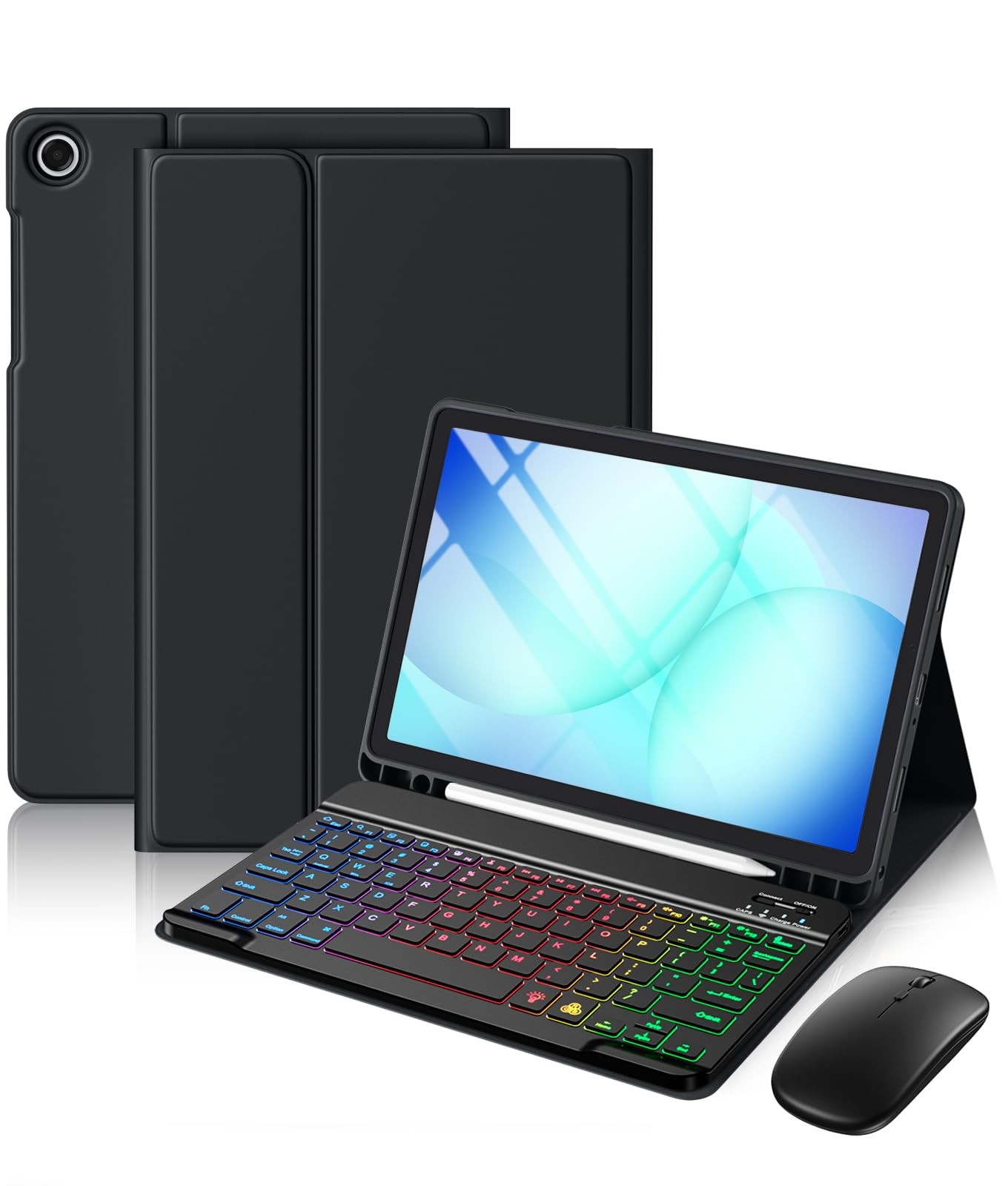 Harvopu for Galaxy Tab A11 Plus/A9 Plus Case with Keyboard-Wireless Black