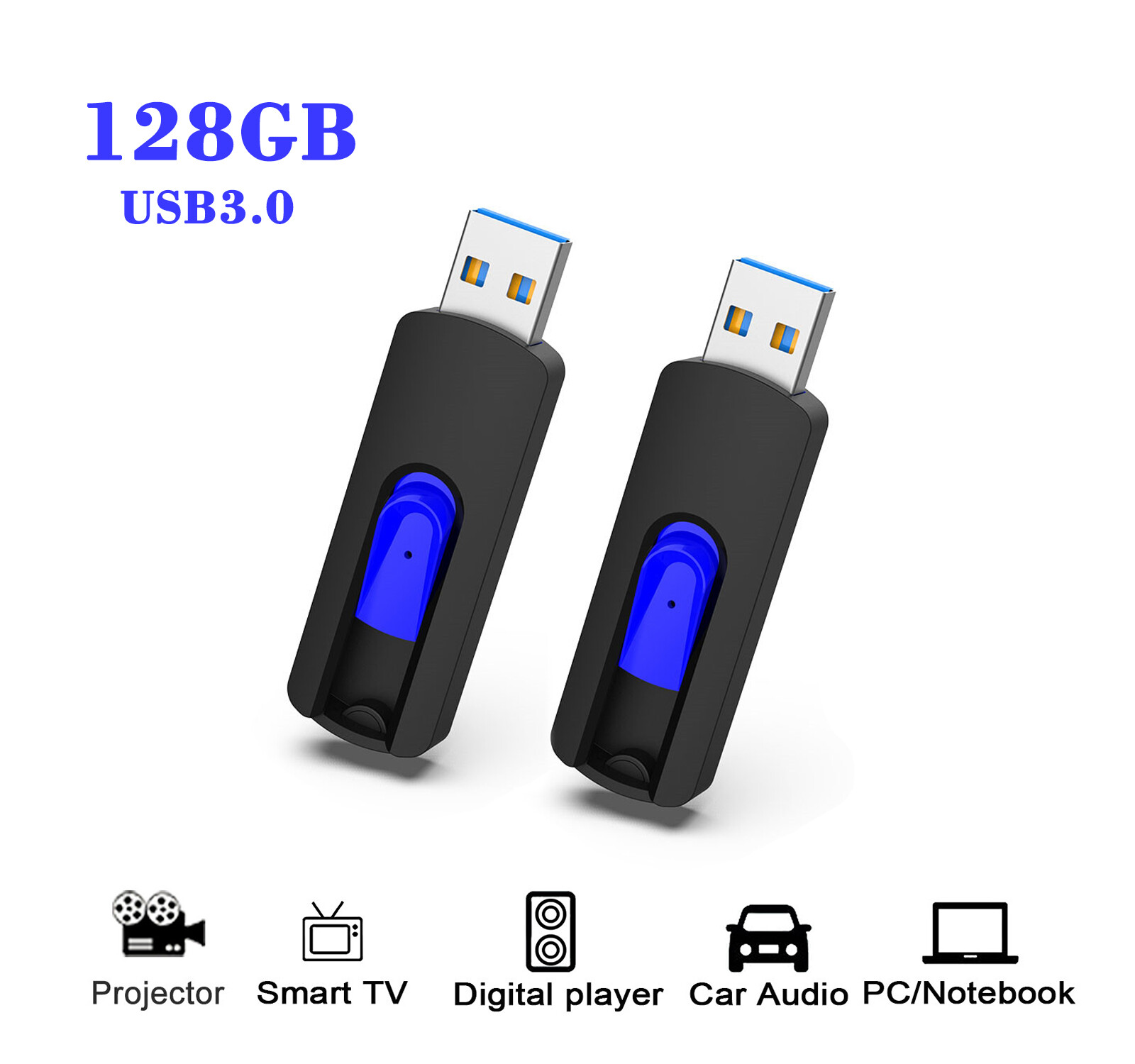 2Pack High Speed 128GB USB 3.0 USB-A Flash Drive Memory Stick Thumb Drive For PC