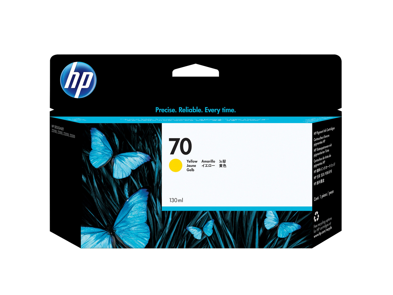 HP 70 130-ml Yellow DesignJet Ink Cartridge, C9454A