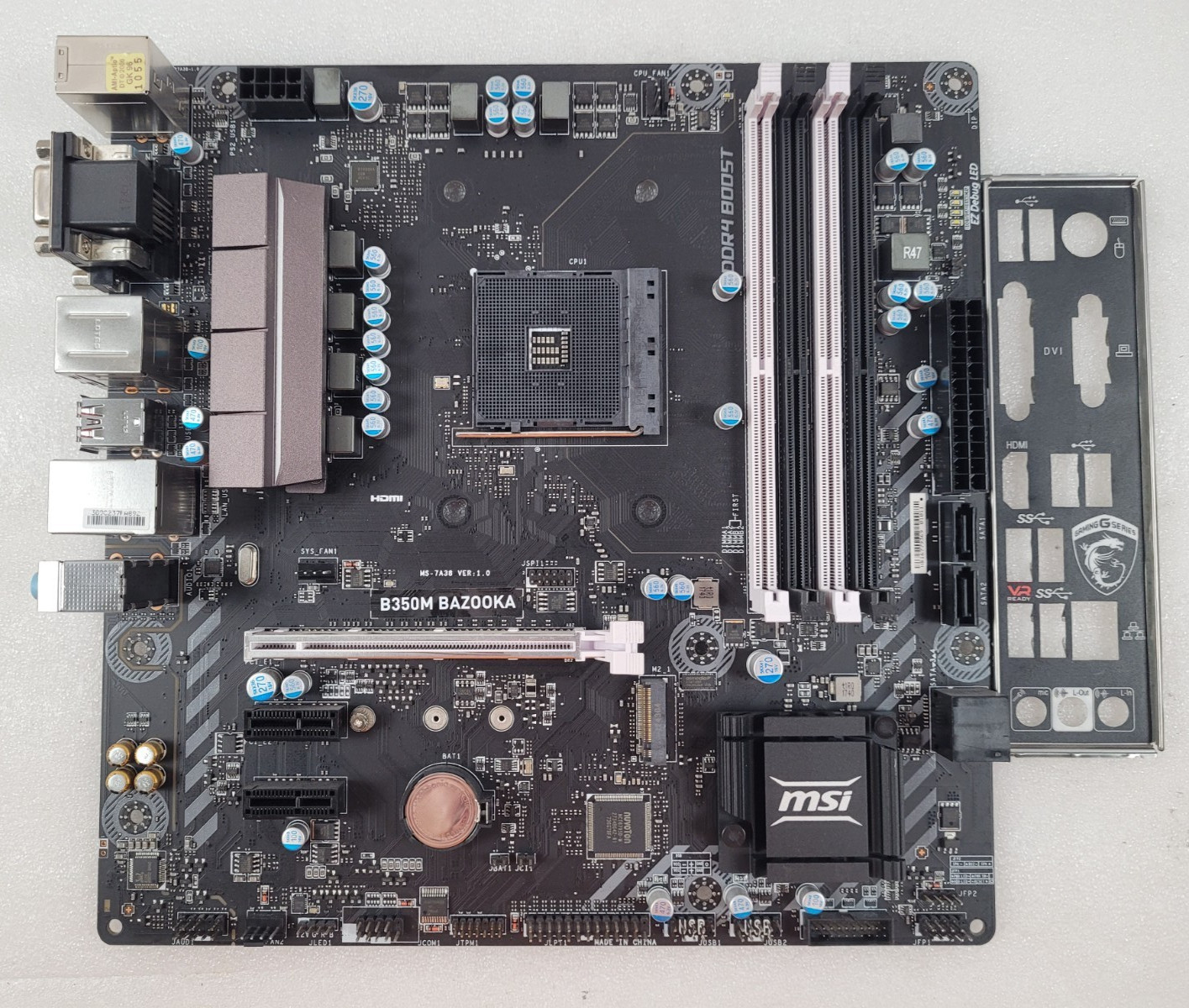 MSI B350M BAZOOKA Motherboard AMD B350 Socket AM4 DDR4 M.2 m-ATX VGA Ryzen DVI-D