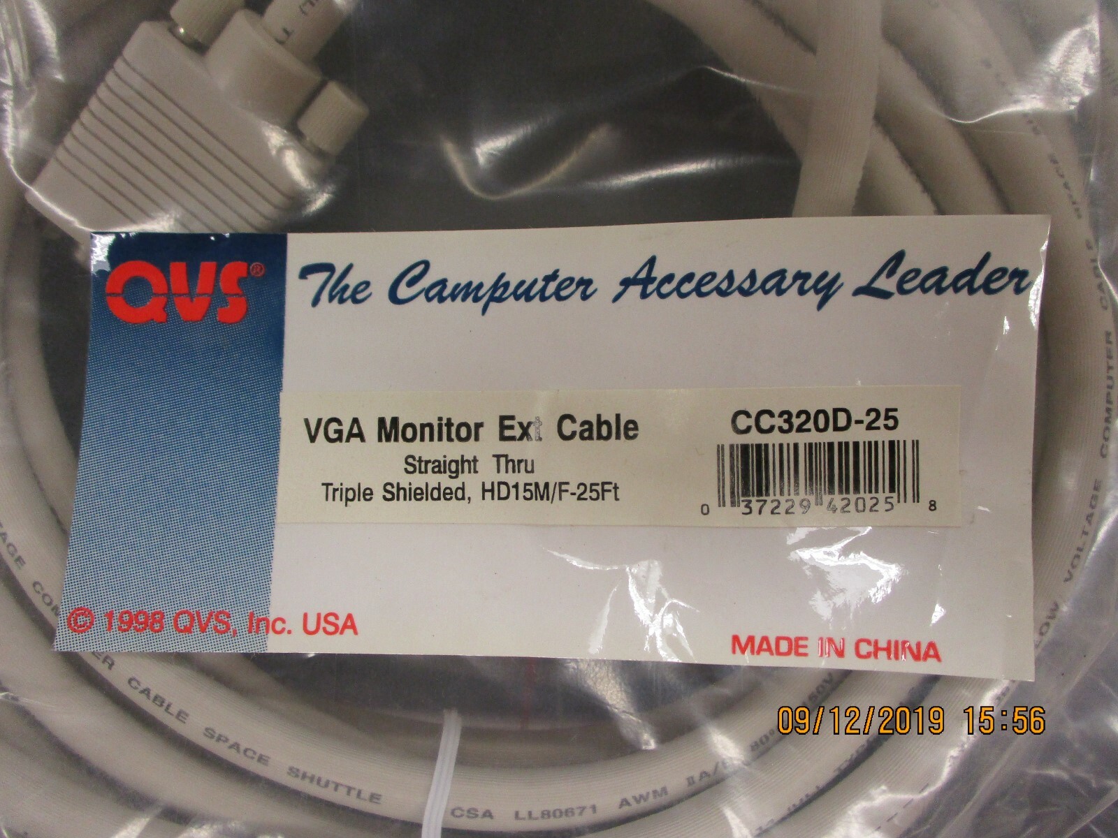 QVS Technologies - CC320D-25 - VGA Monitor EXT Cable; HD15M/F-25 Ft