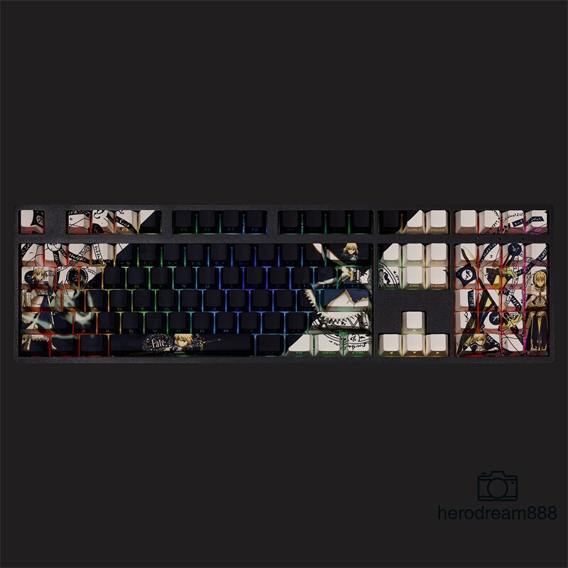108 Keys Fate Stay Night Saber Theme Keycaps PBT Game New for Cherry MX Keyboard