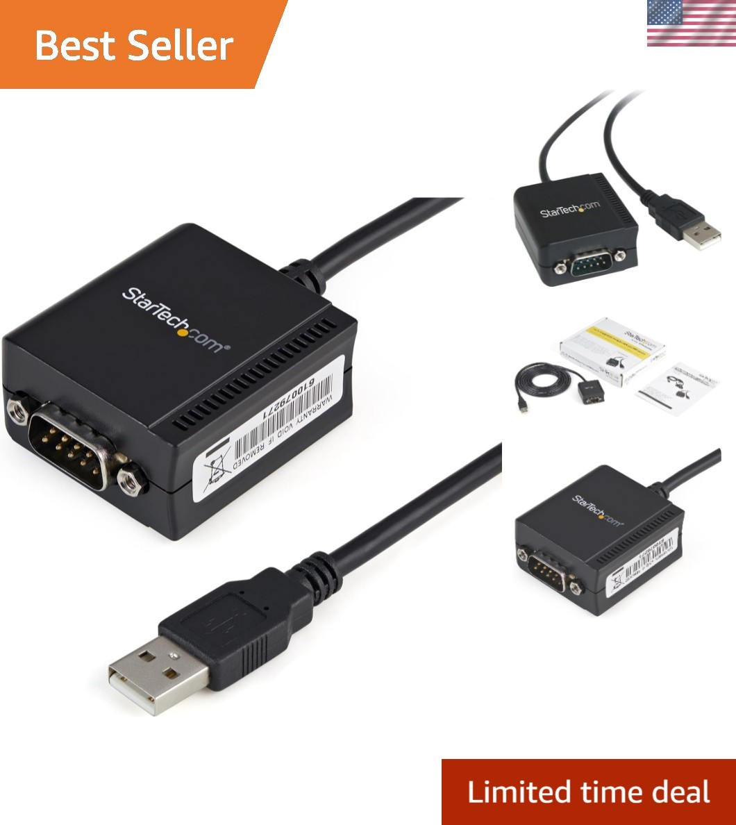 Versatile 1-Port USB to RS232 Converter Cable with 6ft Length and COM Retention