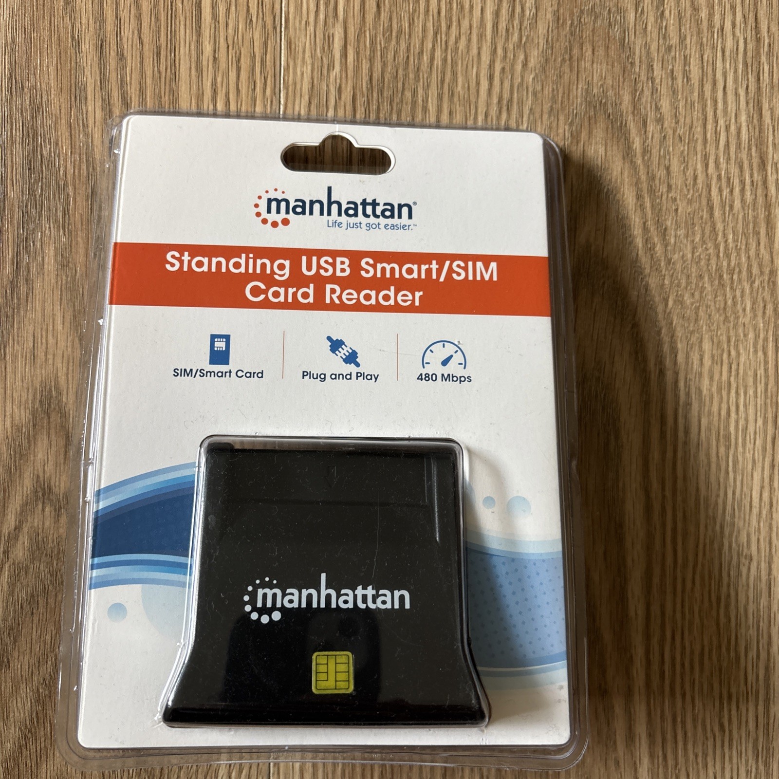 Manhattan USB-A Smart/SIM Card Reader, 480 Mbps (USB 2.0), Desktop Standing, Fri