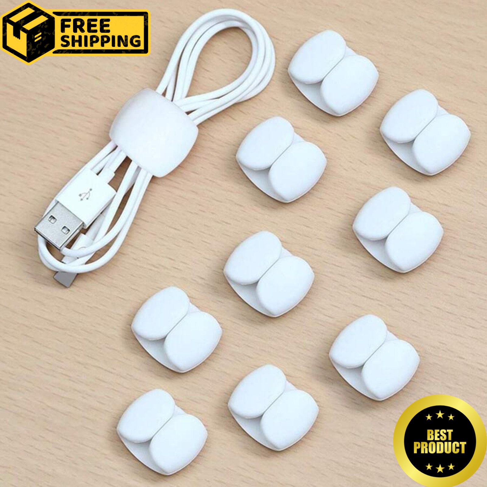 10PCS Cable Organizer Clips Cord Management Holder for USB & Headphone Wires USA