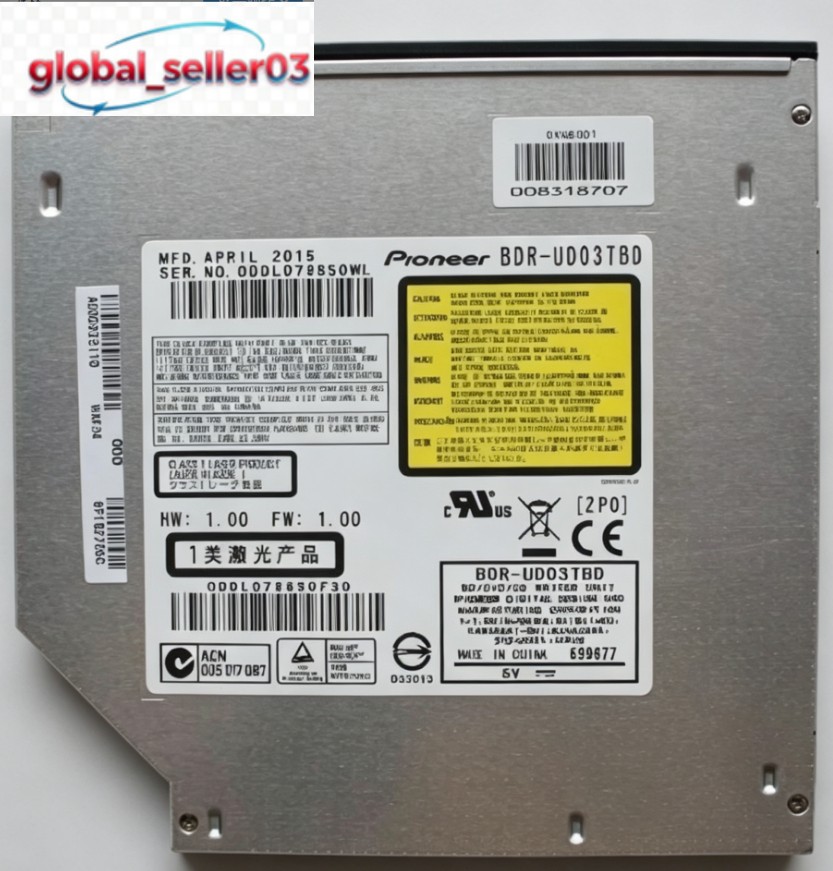 9.5mm BDR-UD03TBD Tray Load Blu-ray Burner BD-RE BD XL QL SL Writer Drive