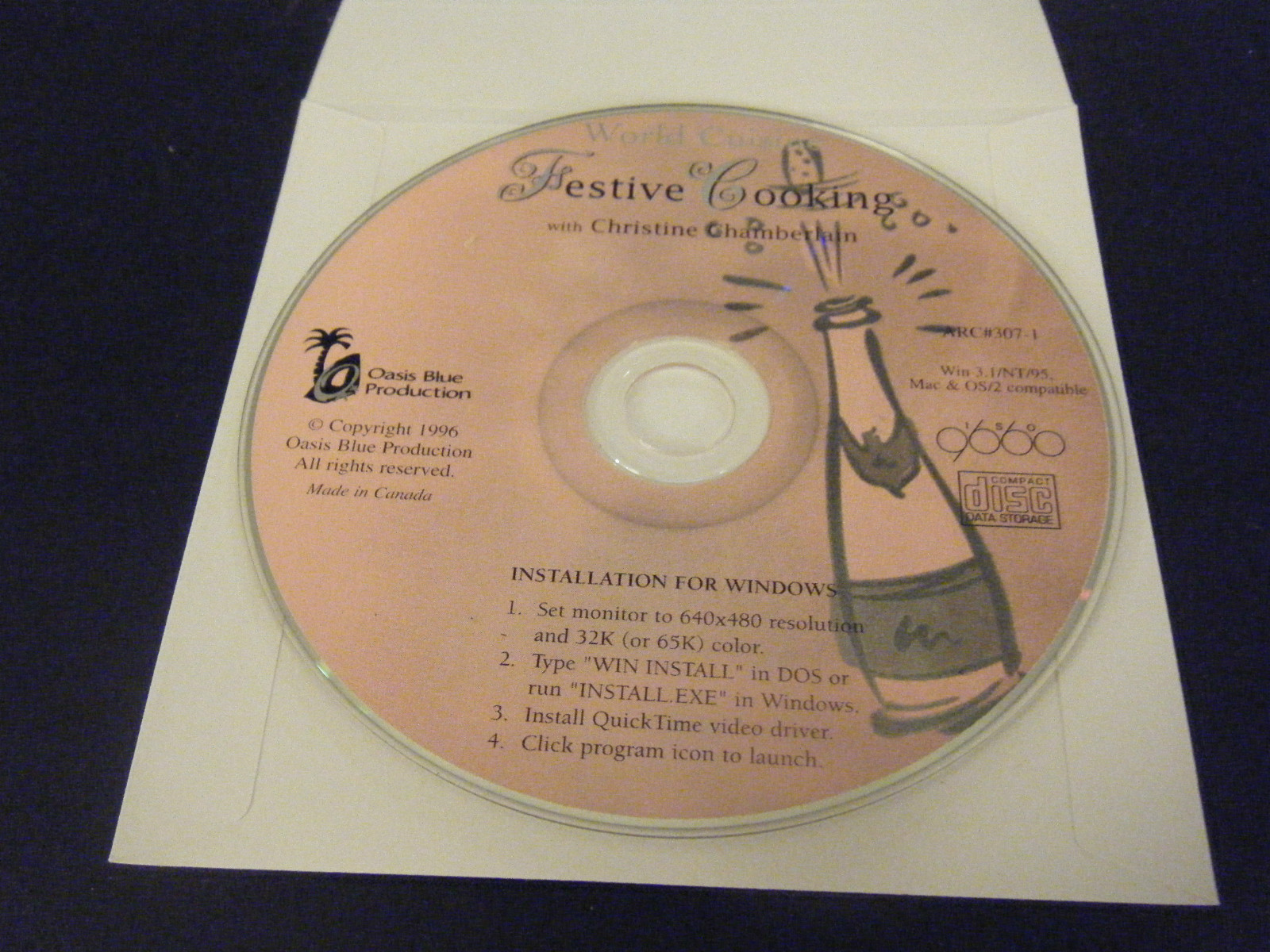 World Cuisine Festive Cooking w/Christine Chamberlain (PC, 1996) - Disc Only