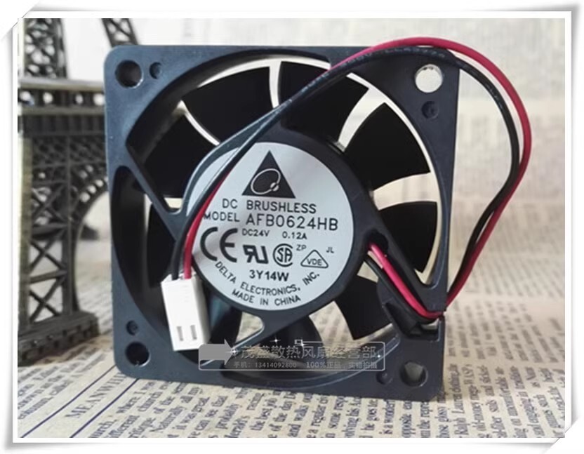 Delta AFB0624HB 6015 DC24V 0.12A 6CM 2-Pin Server Cooling Fan