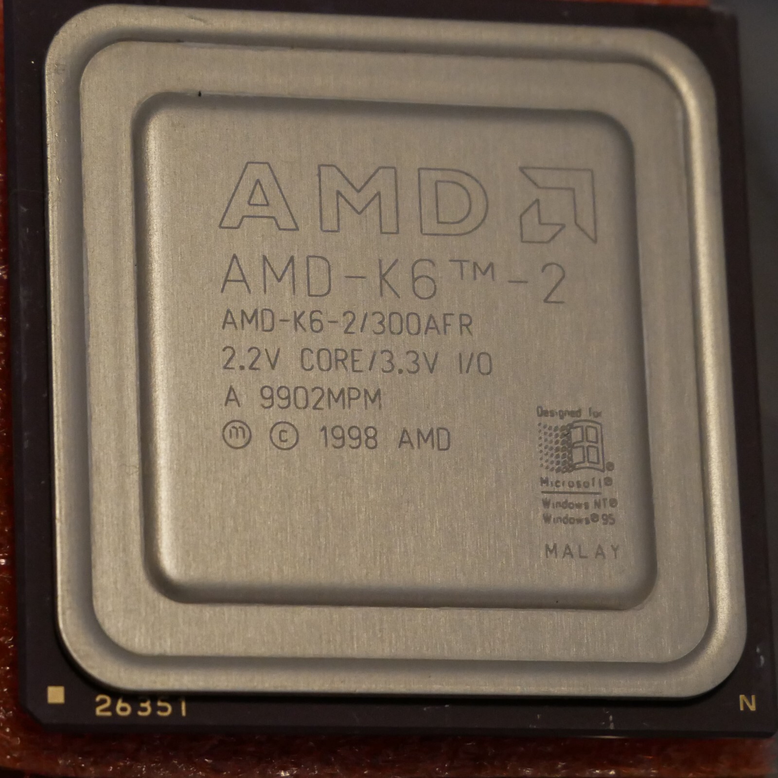 1998 AMD K6-2-300AFR CPU 300MHz 2.2V 3x 100MHz CPU Processor Tested & Working 24