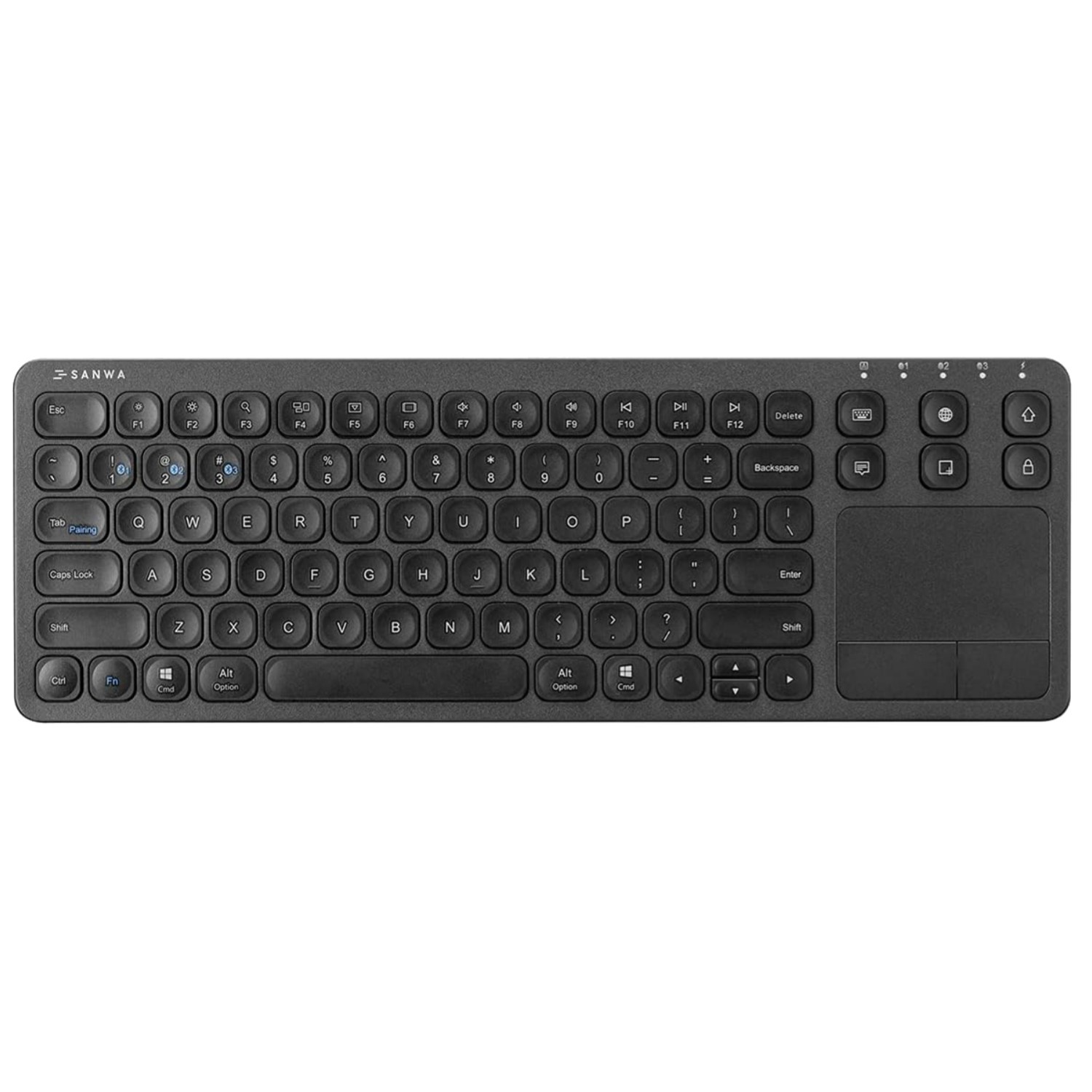 Ultra-Thin Wireless Keyboard with Touchpad – Switch Between 3 Devices, Black