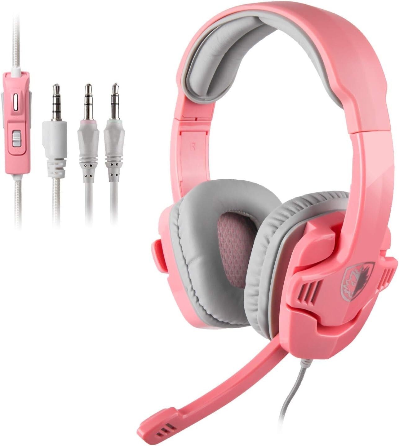 Stereo Headphones wired Headband SA-708 Game over the ear Microphone Pink 3.5mm