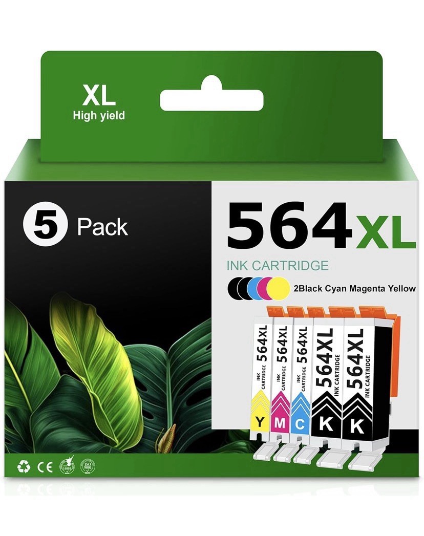 FADSOON® Compatible HP 564XL Ink (5 Combo Pack) for Photosmart 7515 7520 7525
