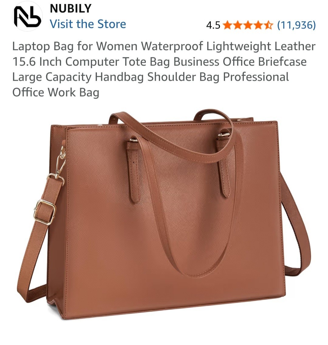 Nubily Faux Leather Dark Brown 15.6" Laptop Bag-NWT-OUTOFPKG