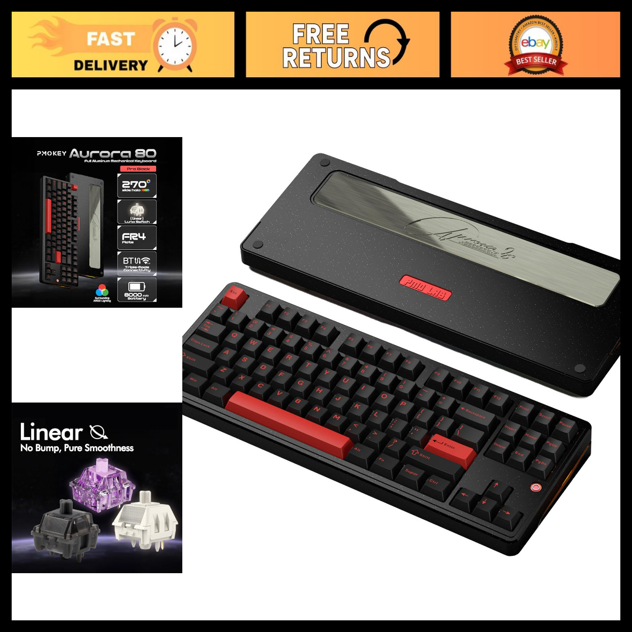 Wireless Mechanical Gaming Keyboard - RGB Backlit, Hot Swappable, Tri-Mode, 8000