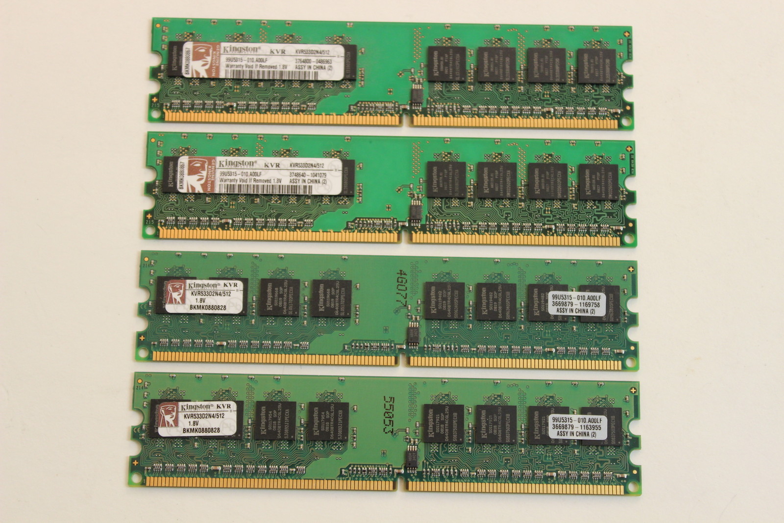 KINGSTON KVR533D2N4/512 512MB DIMM MEMORY RAM QTY 4 WITH WARRANTY