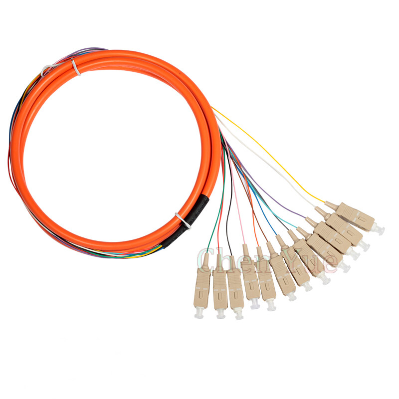 1.5M 12 Cores SC/UPC Distribution Cable Pigtail MM(50) OM2 Optic Fiber Pigtail