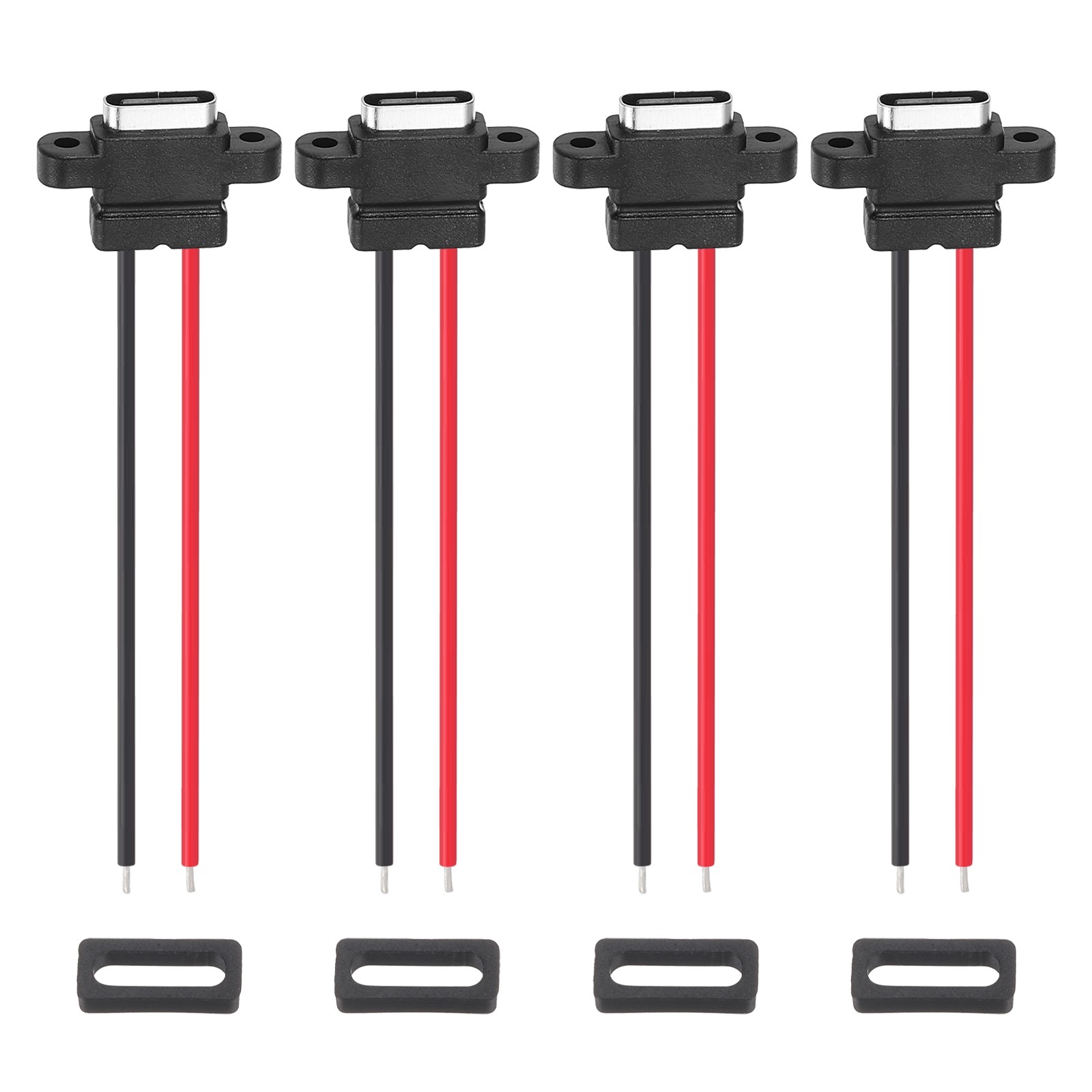 4Pcs Type-C Female 2 Pin Bare Wire Socket, Vertical Terminal
