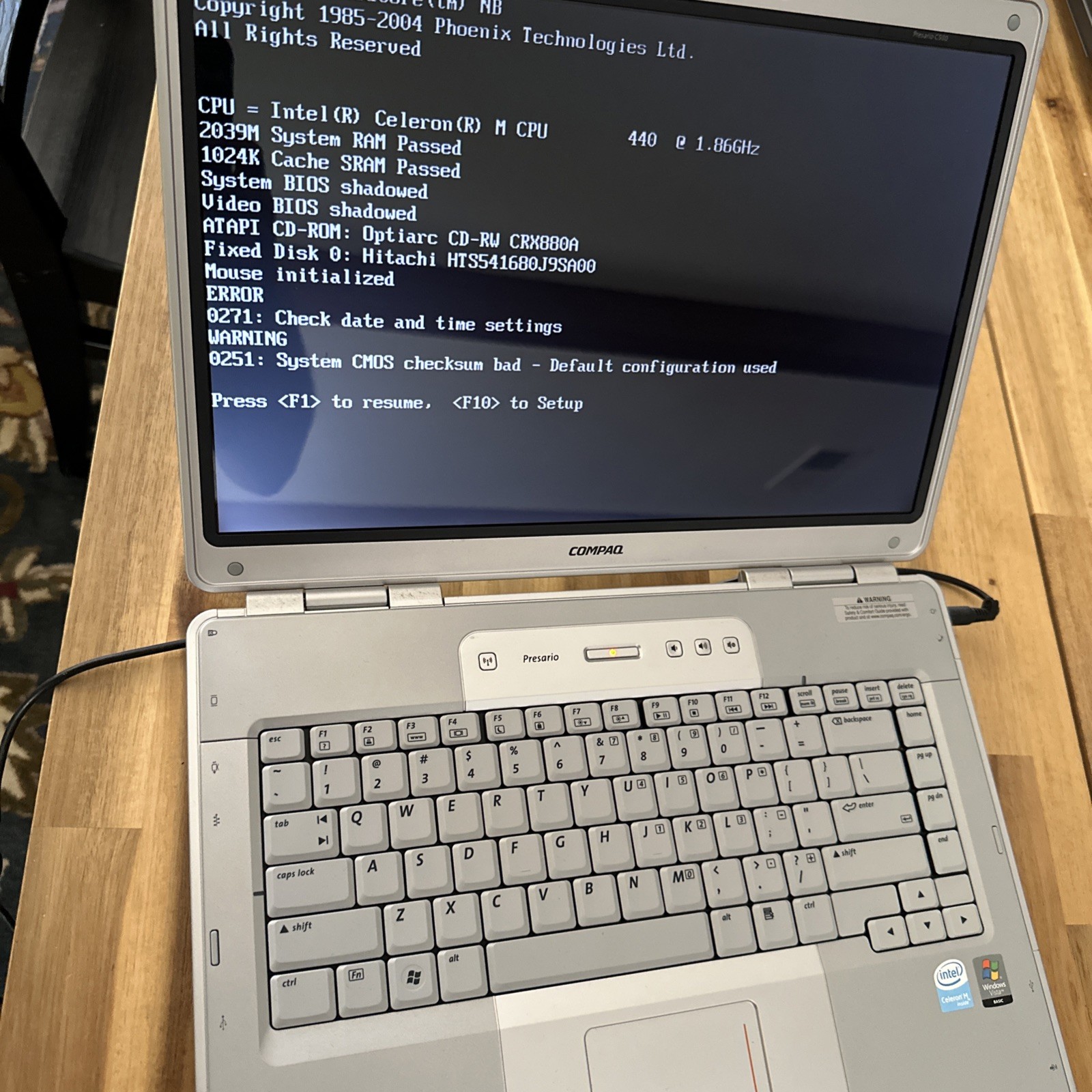 Compaq Presario - Model: C500 - 15.4” Screen - Window Vista - Intel Celeron CPU