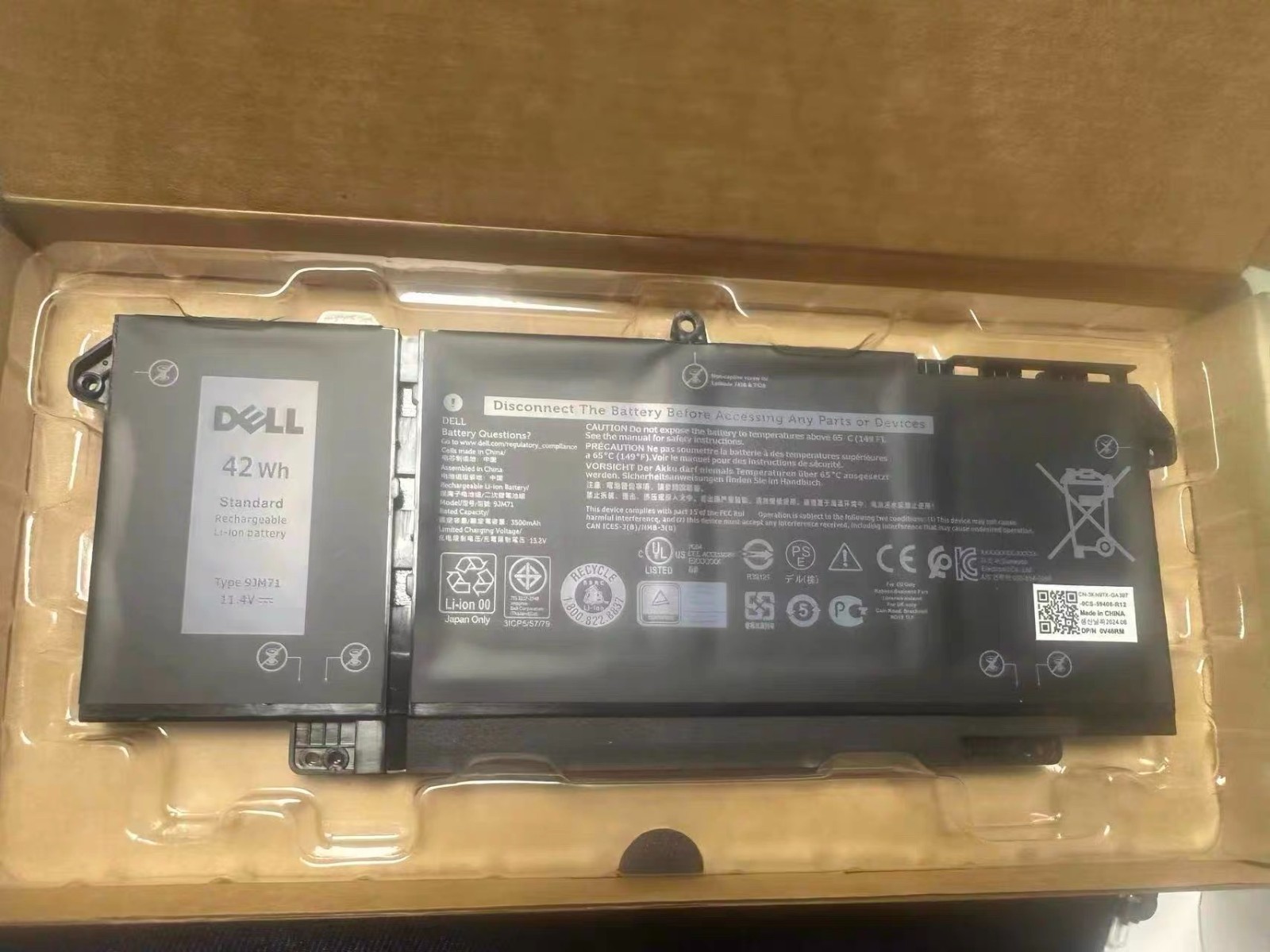 Genuine 9JM71 Battery 42wh for Dell Latitude 5320 2-in-1 7320 2-in-1 7420 7520