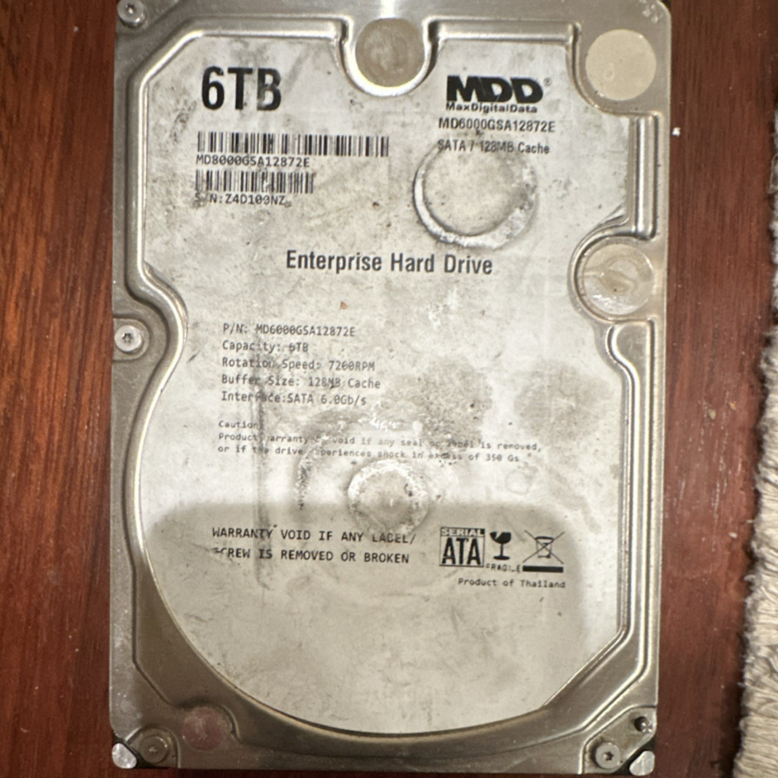 MaxDigitalData MD6000GSA12872E 6TB 3.5" SATA III 7200RPM Internal HDD Silver