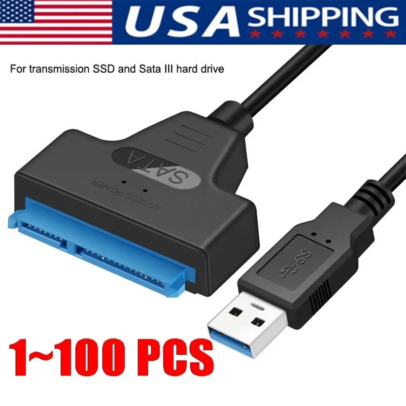 LOT USB 2.0 to 2.5" SATA III Hard Drive Adapter Cable/UASP to USB2.0 Converter