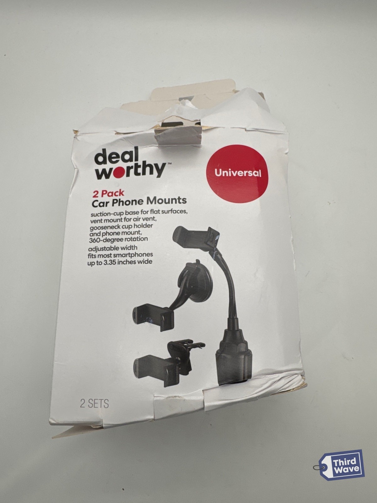 dealworthy Car Mount (2-in-1) Matte Finish 2 pk - Black (1 MOUNT ONLY)