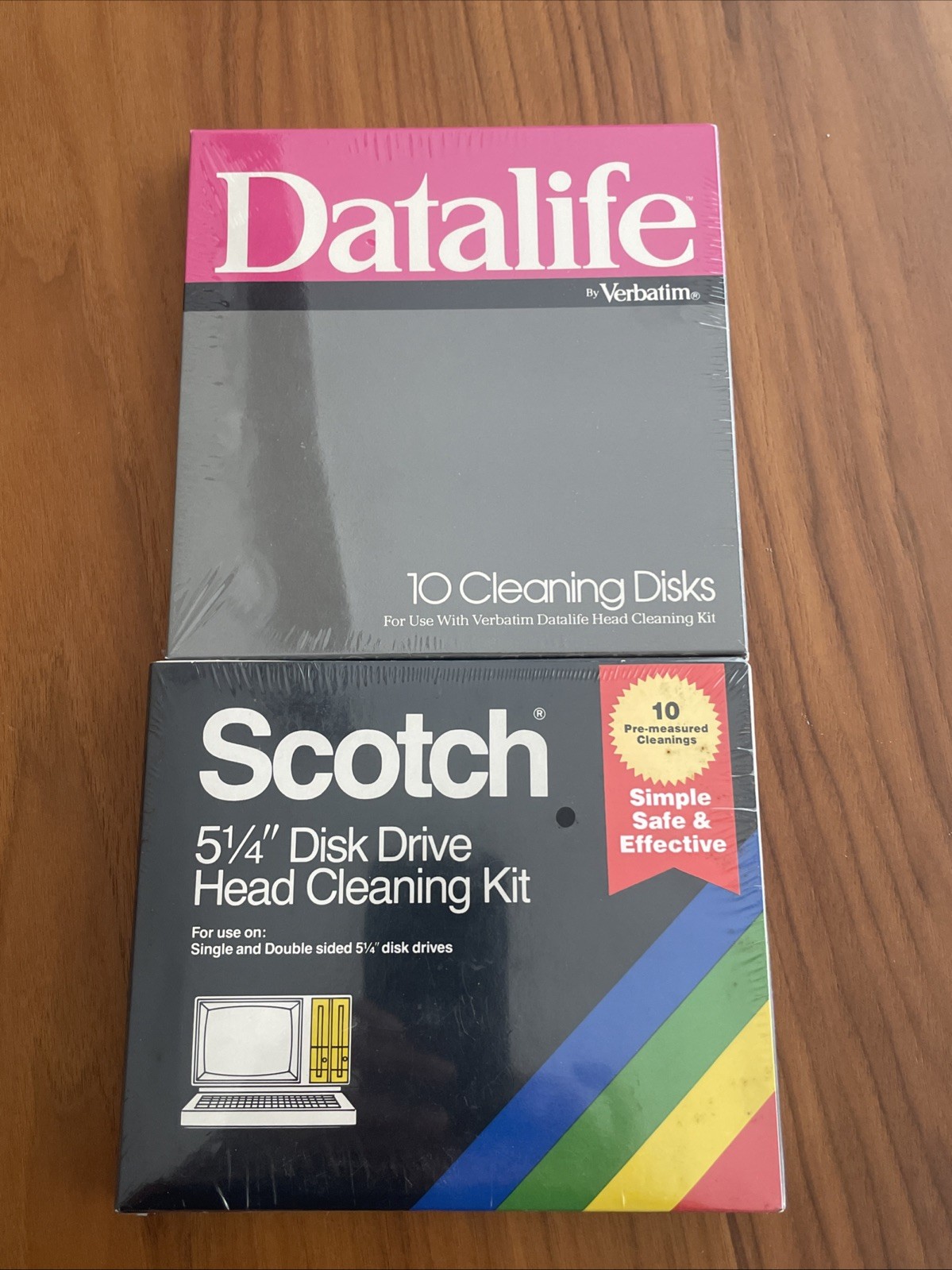 Vintage 5.25" Floppy Disk Drive Cleaning Kit Lot (1 Scotch 3M + 1 Verbatim) NOS⁠