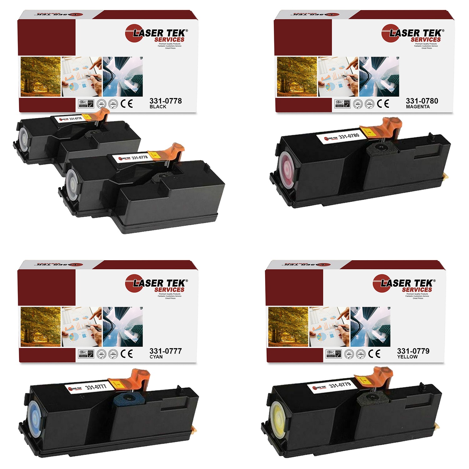 5Pk LTS 1250 B C M Y Compatible for Dell 1250C 1350CNW Toner Cartridge