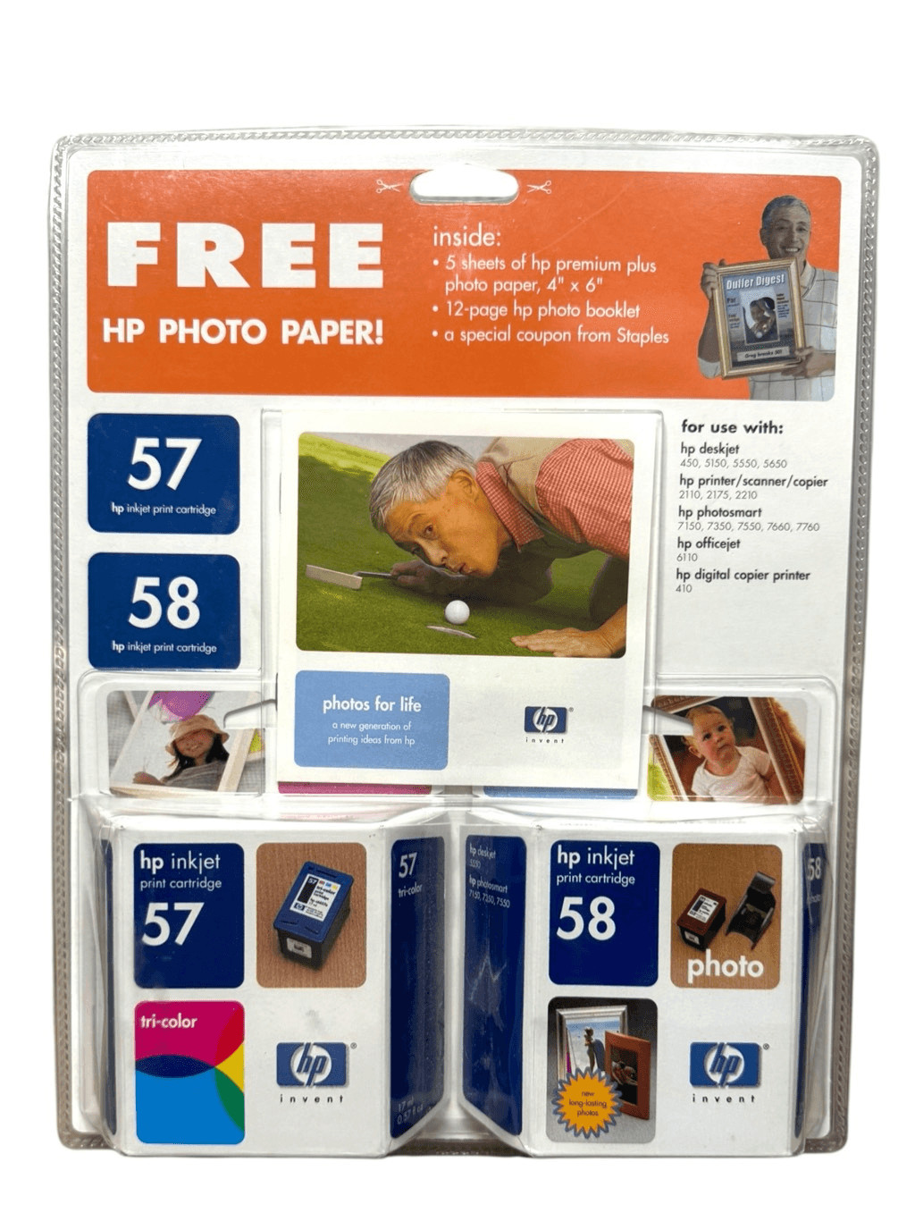 HP Photo Value Pack 57 and 58 Series Ink Cartridges + Photo Paper & Booklet NEW