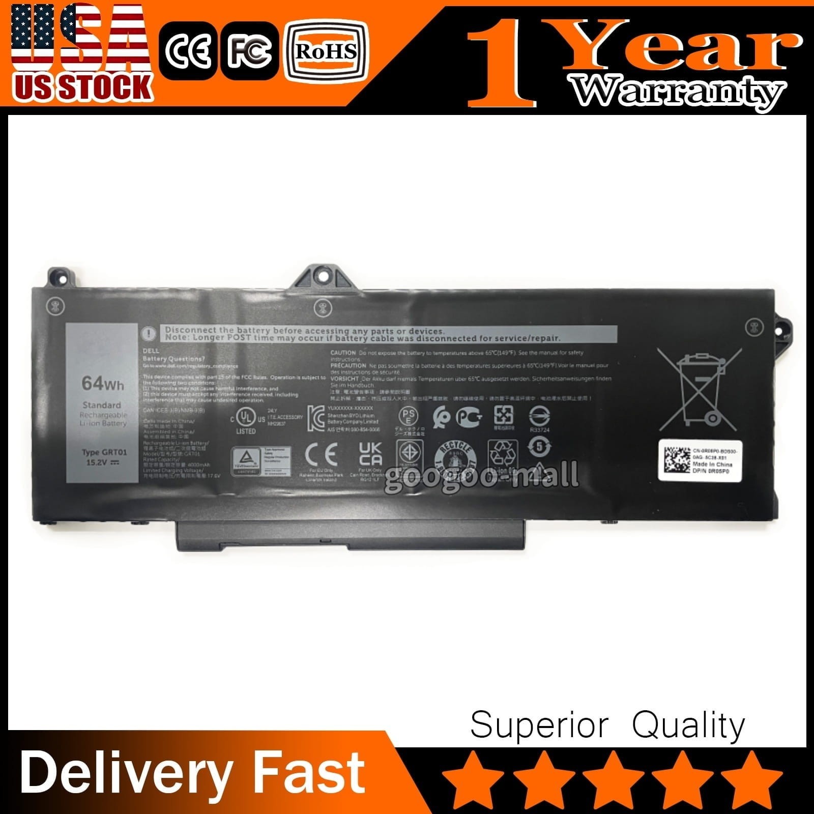 New GRT01 Battery for Dell Latitude 5421 5431 5521 5531 Precision 3561 3571 3470