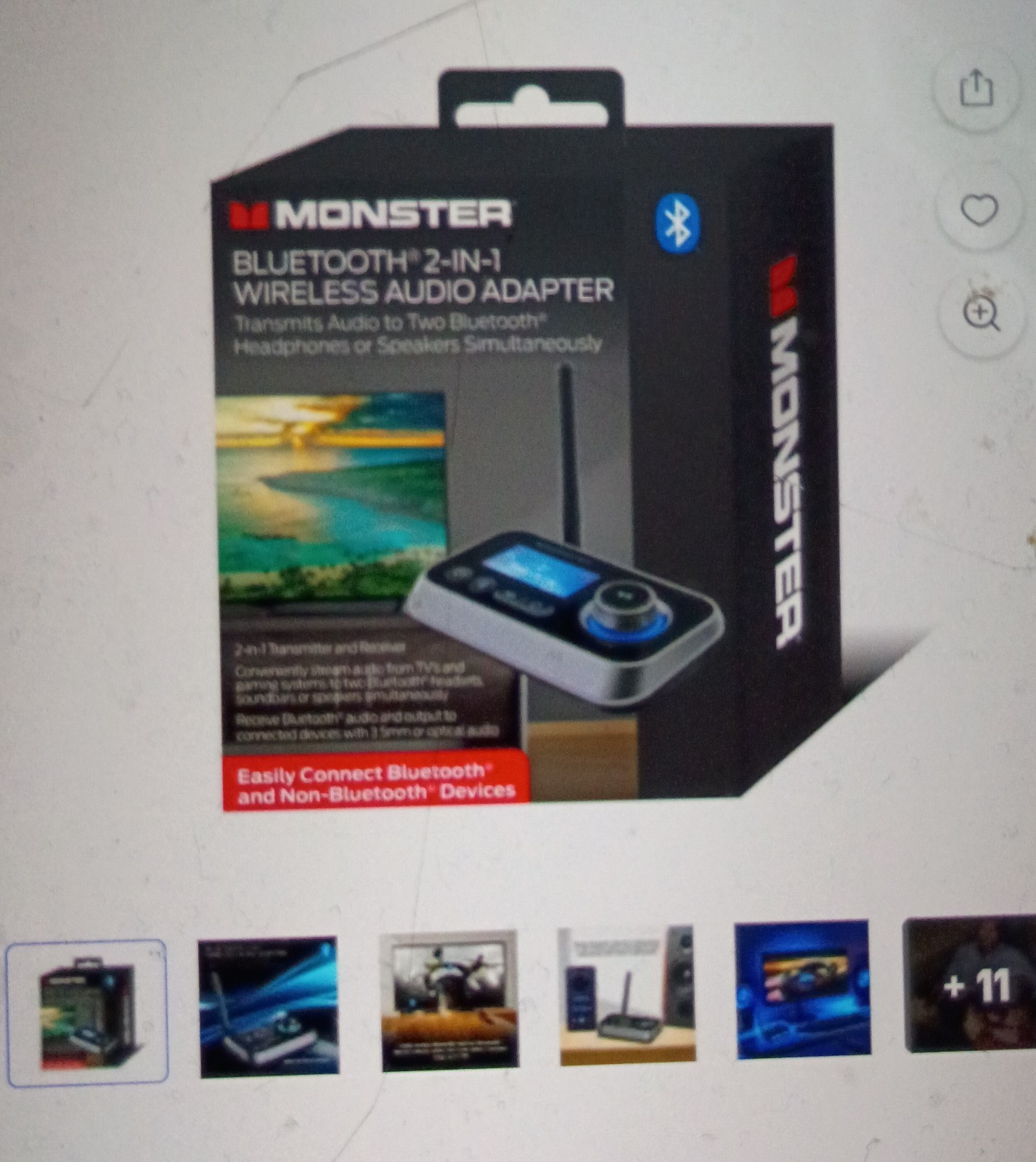 Monster Bluetooth Transmitter & Receiver 2-in-1 Bluetooth Audio Adapter Wireless