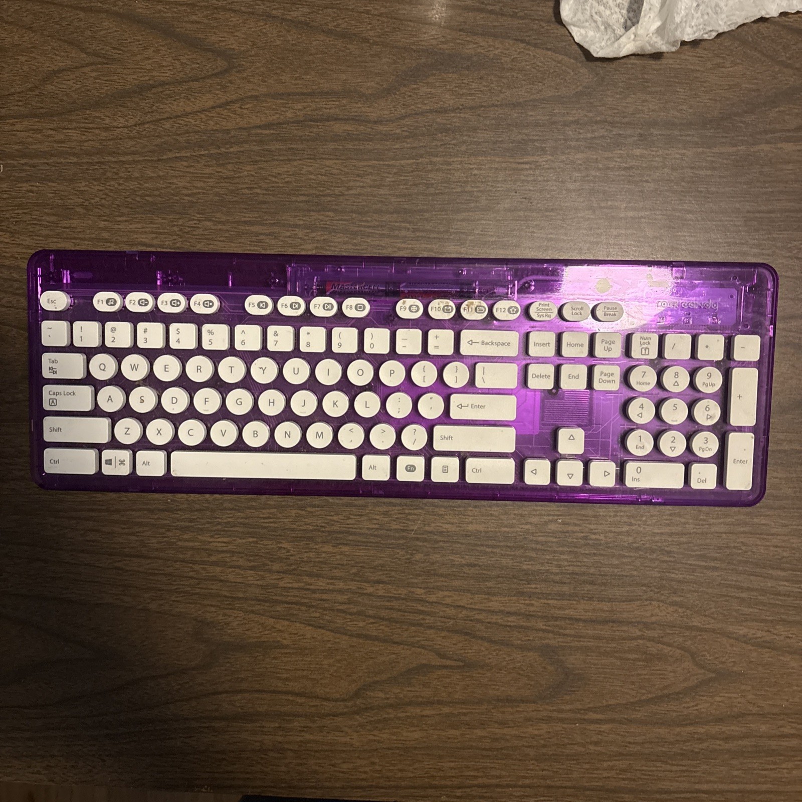 Rock Candy Wireless Keyboard 904-005 Translucent Purple Clear Plastic UNTESTED